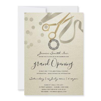 FAUX SILVER RIBBON CUTTING GRAND OPENING INVITE
