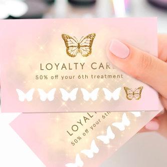 faux sparkle pink butterfly loyalty card