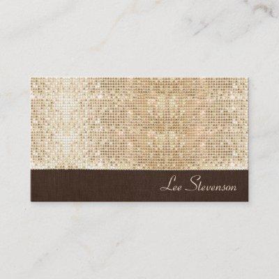 FAUX Sparkly Gold Sequins and Brown Linen Look