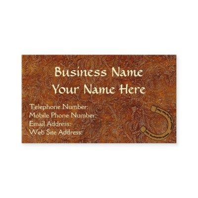 Faux Tooled Leather, Rodeo Bronco Horse Biz Cards