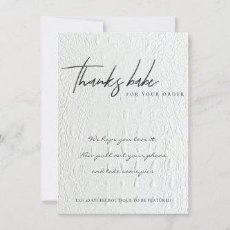 FAUX WHITE LEATHER CORPORATE BUSINESS LOGO THANK YOU CARD