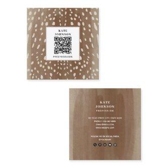 Fawn Spots Baby Deer Animal Print QR Code Square