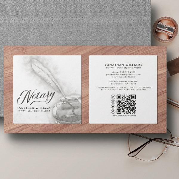 Feather Ink Pen Elegant Notary Public  Square