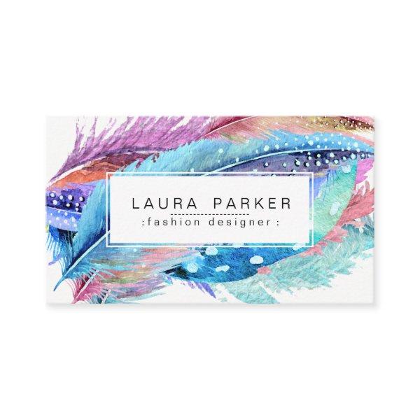 Feather Watercolor Bohemian Vintage Girly Chic