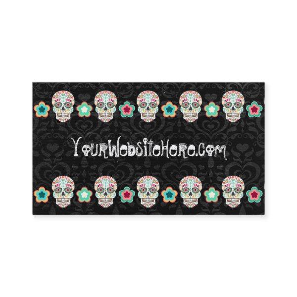 Feliz Muertos - Sugar Skulls on Damask Bizcards