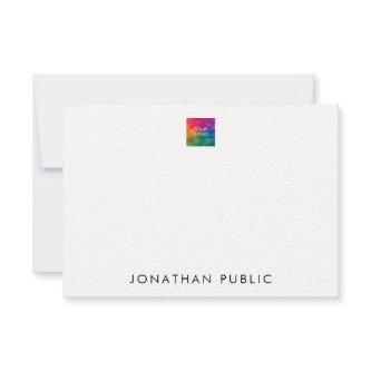 Felt White Paper Upload Your Own Logo Here Custom Note Card