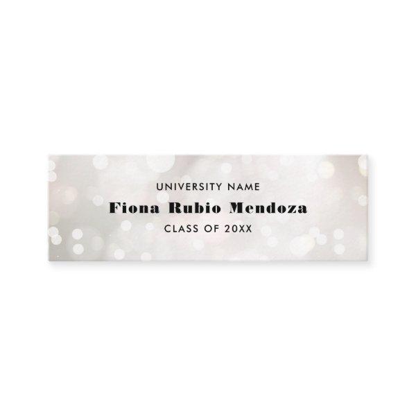 Femine White Bokeh Pearl Graduation Name Insert