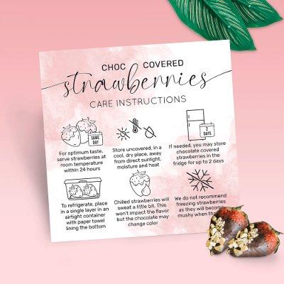Feminine Chocolate Strawberries Care Instructions Square
