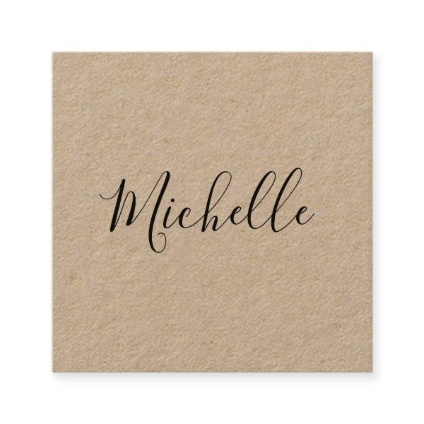 Feminine minimalist rustic Kraft paper Square