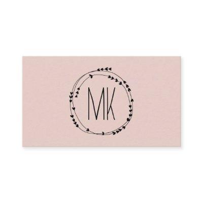 Feminine Monogram Pretty Wreath Girly Blush Pink
