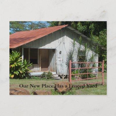 Fenced Yard Funny Change of Address Announcement Postcard