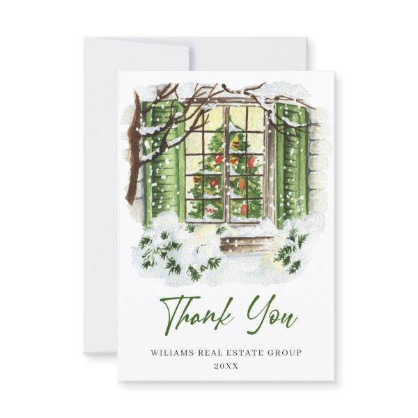 Festive Country House Christmas Corporate Holiday Thank You Card