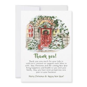 Festive Country House Christmas Corporate Holiday Thank You Card