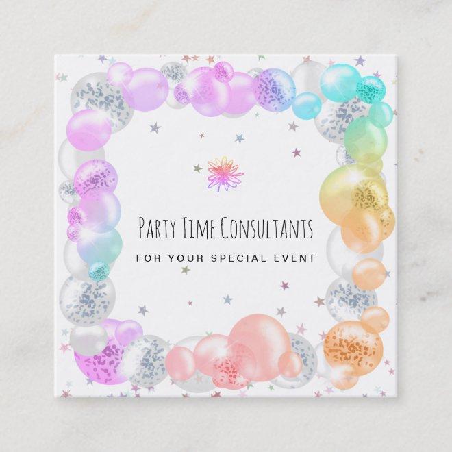 *~* Festive Party Balloons Rainbow Event Planner   Square