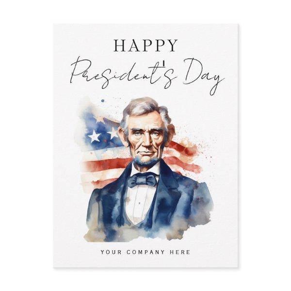 Festive President's Day Abraham Lincoln Business  Holiday Postcard