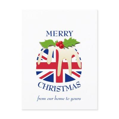 Festive Pudding BRITISH UNION JACK Christmas Postcard