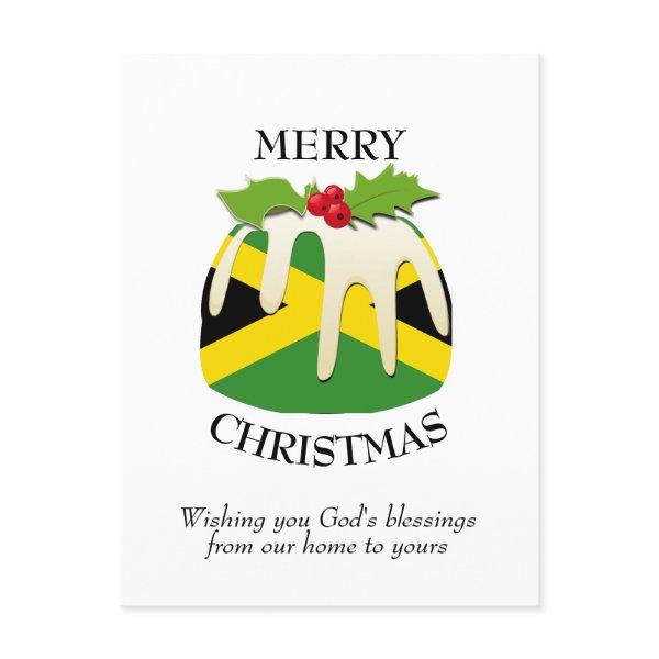 Festive Pudding JAMAICA FLAG Christmas Postcard
