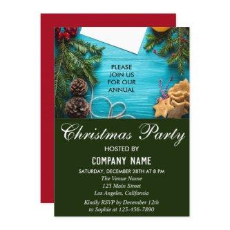 Festive Red, Blue & Green Company Christmas Party Invitation