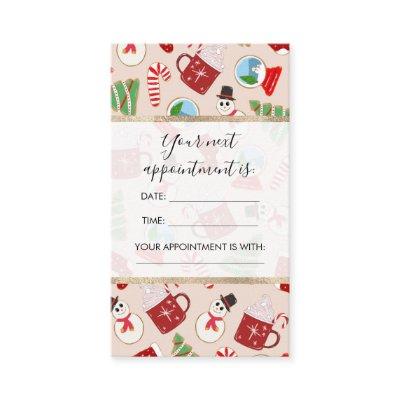 Festive Red Christmas Cookie Illustration Pattern Appointment Card