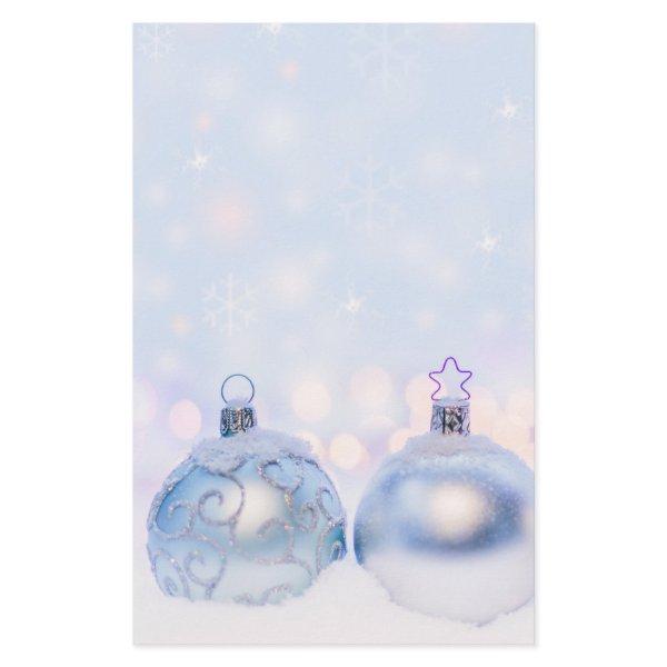 Festive Silver Christmas Balls on Snow Stationery