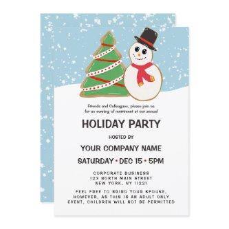 Festive Snowman Tree Cookie Corporate Holiday Invitation