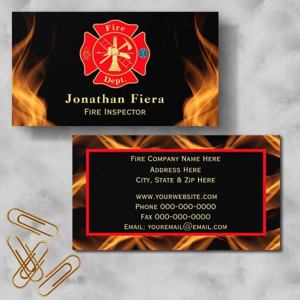 Fiery Background with Fire Dept Firefighter Emblem