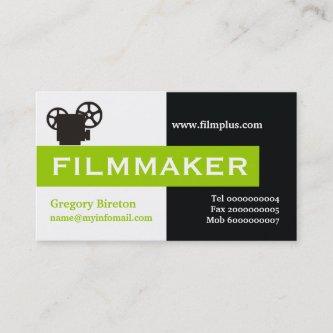 Filmmaker black, white, lime green eye-catching