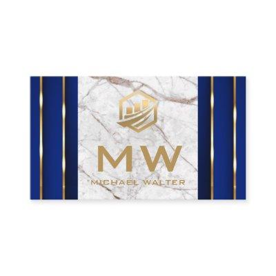 Fin Tech Icon | White Marble | Gold Blue Details