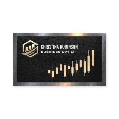 Finance Icon | Gold Candlestick Graph