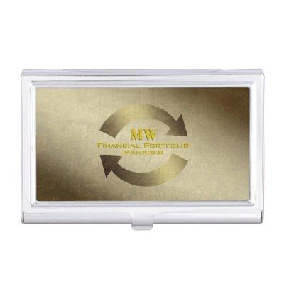 Financial Portfolio Manager, Gold leather look  Case