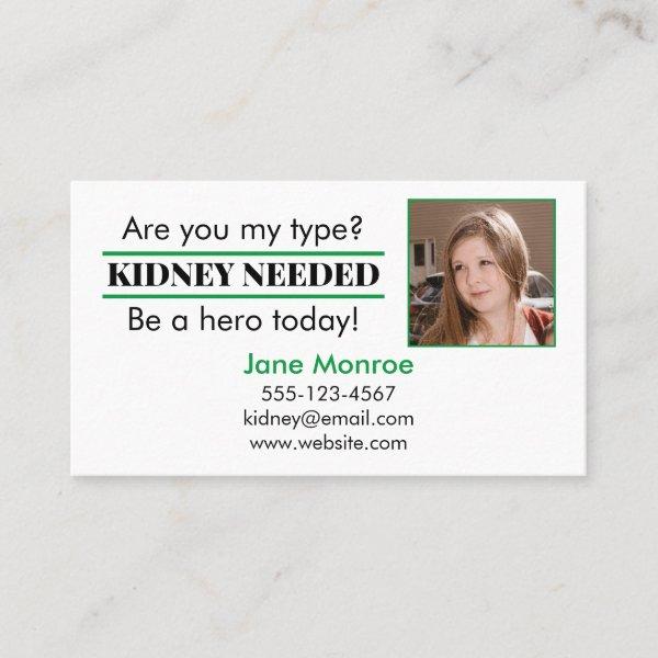 Find a Kidney Donor Calling Card | Need a Kidney