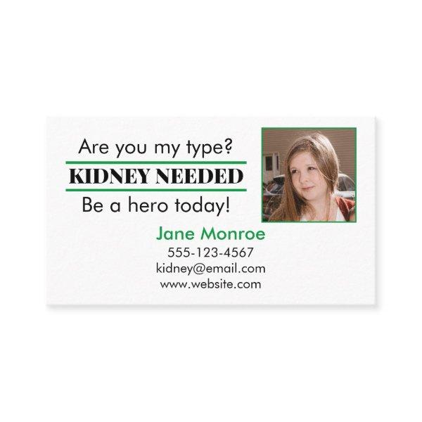 Find a Kidney Donor Calling Card | Need a Kidney