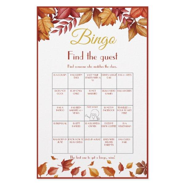 Find the Guest Bingo Bridal Shower Game Card Flyer