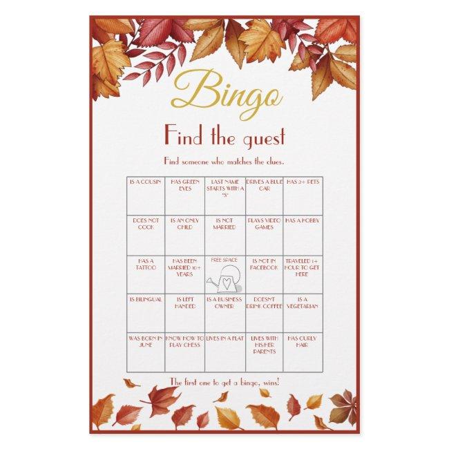 Find the Guest Bingo Bridal Shower Game Card Flyer