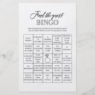 Find the guest bingo bridal shower game flyer