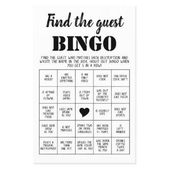 Find the Guest Bingo Game Card Flyer