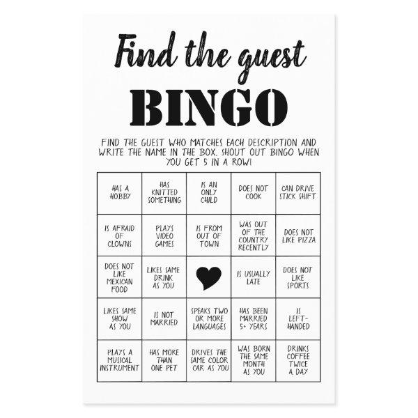 Find the Guest Bingo Game Card Flyer