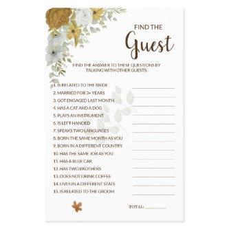 Find the Guest Boho Autumn Bridal Shower Game Card Flyer