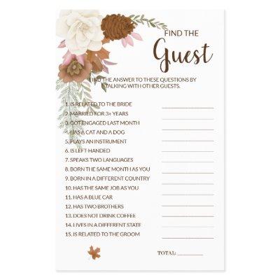Find the Guest Boho Autumn Bridal Shower Game Card Flyer