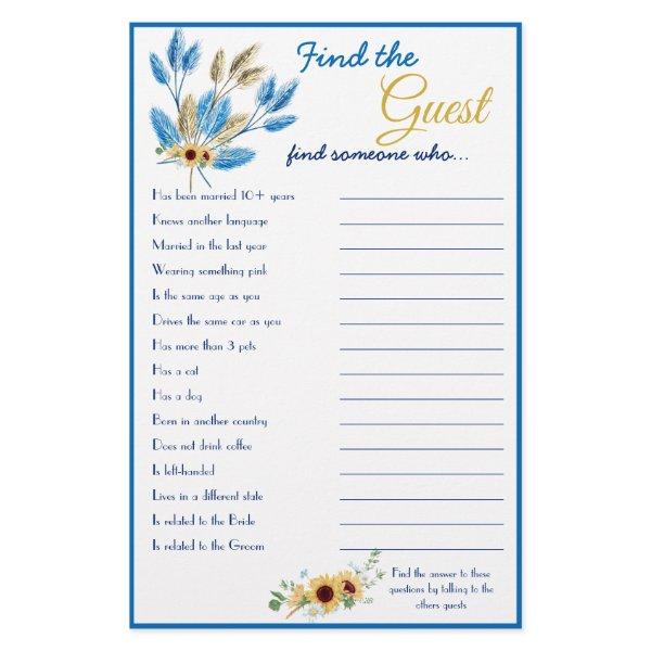 Find the Guest Bridal Game Card Flyer