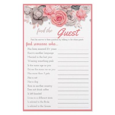 Find the Guest Bridal Game Card Flyer