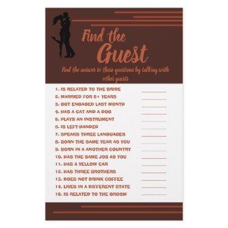 Find the Guest, Bridal Shower Game Card Dark Flyer