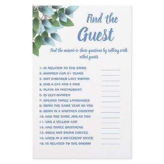 Find the Guest Bridal Shower Game Card Eucalyptus Flyer