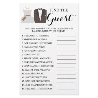 Find the Guest Bridal Shower Game Card Flyer