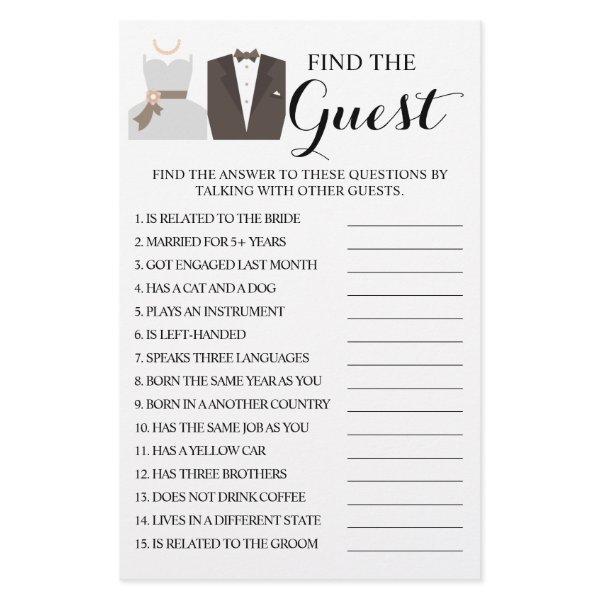 Find the Guest Bridal Shower Game Card Flyer