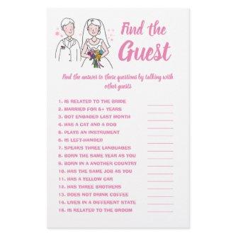 Find the Guest, Bridal Shower Game Card Pink Love Flyer