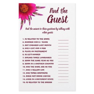 Find the Guest Bridal Shower Game Card Purple Flyer