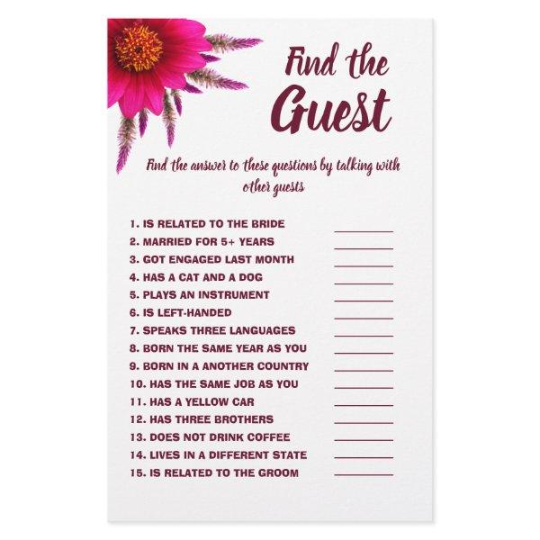 Find the Guest Bridal Shower Game Card Purple Flyer