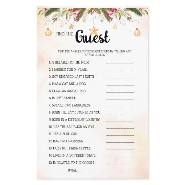 Find the Guest Christmas Bridal Shower Game Card F Flyer