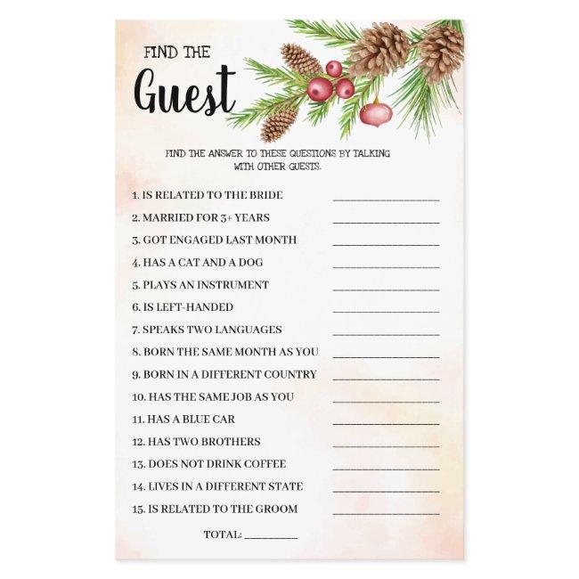 Find the Guest Christmas Bridal Shower Game Card Flyer